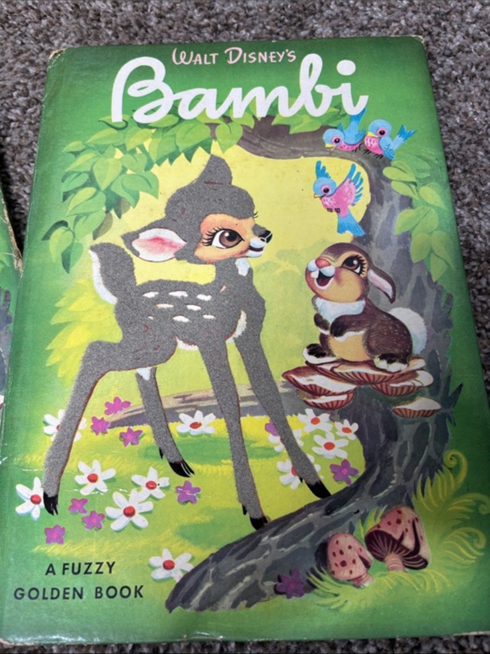 1949 Walt Disney’s Bambi Fuzzy Golden Book Features fuzzy textured Bambi